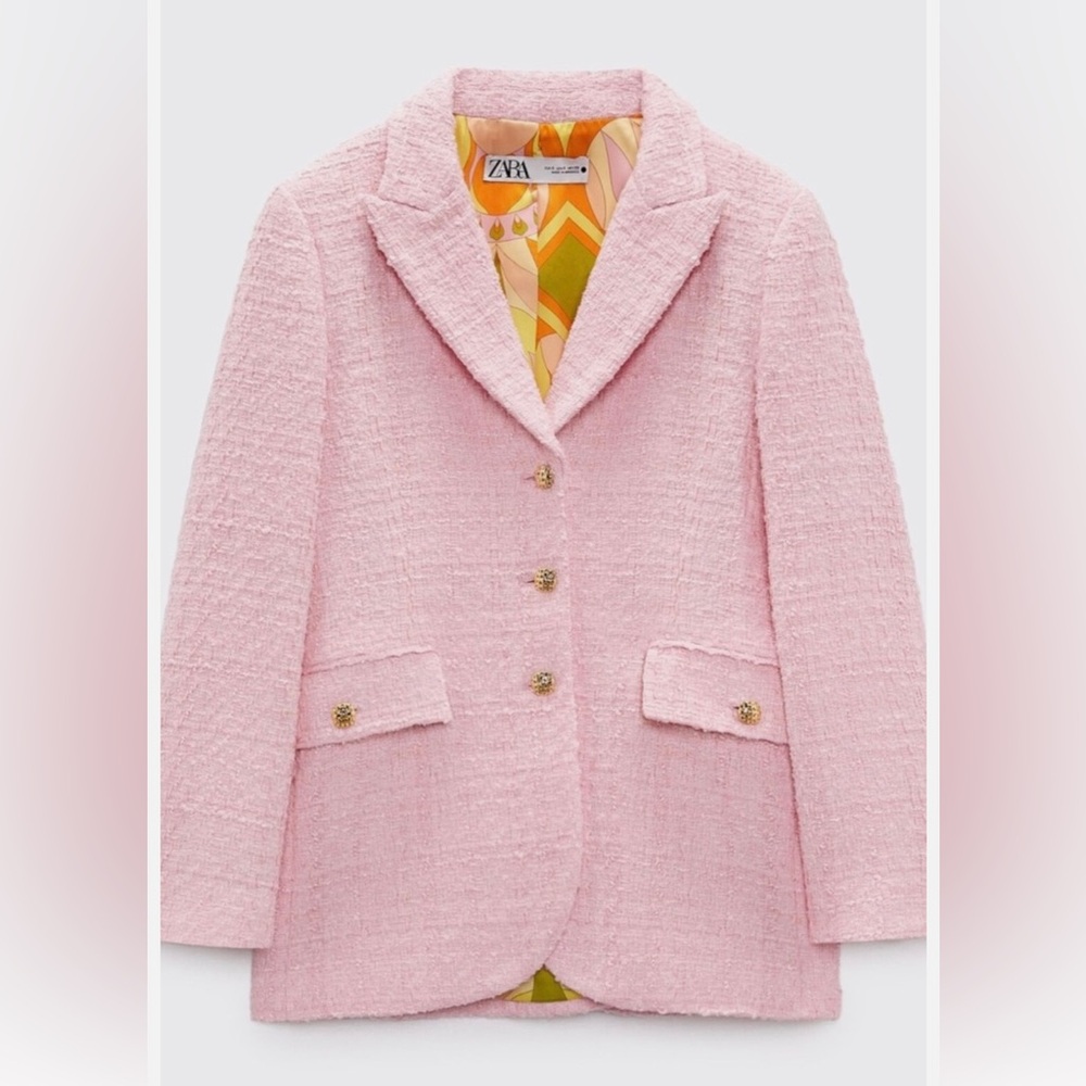 Zara Pink Textured Blazer NWT